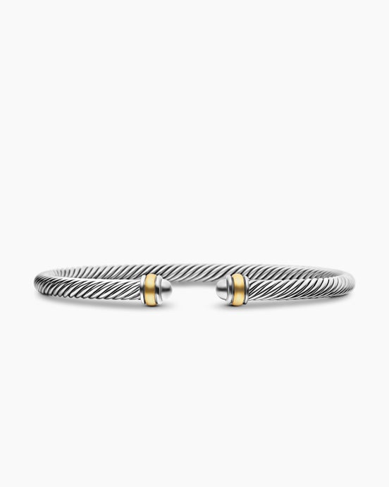 Cable Classics Bracelet in Sterling Silver with 18K Yellow Gold, 4mm