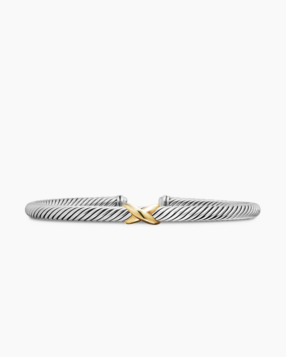 Womens X Classic Cable Station Bracelet in Sterling Silver with 18K Yellow Gold, 4mm