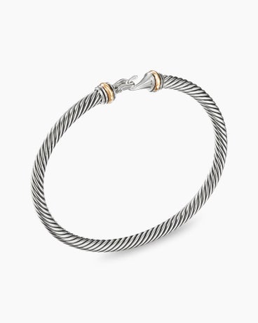 Buckle Classic Cable Bracelet in Sterling Silver with 18K Yellow Gold, 4mm