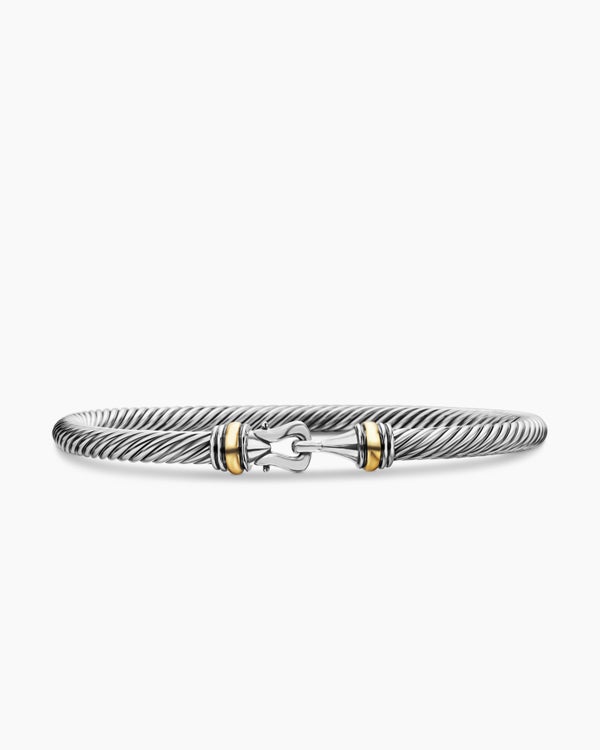 Bracelet Buckle Classic Cable en argent sterling avec or jaune 18 carats, 4 mm