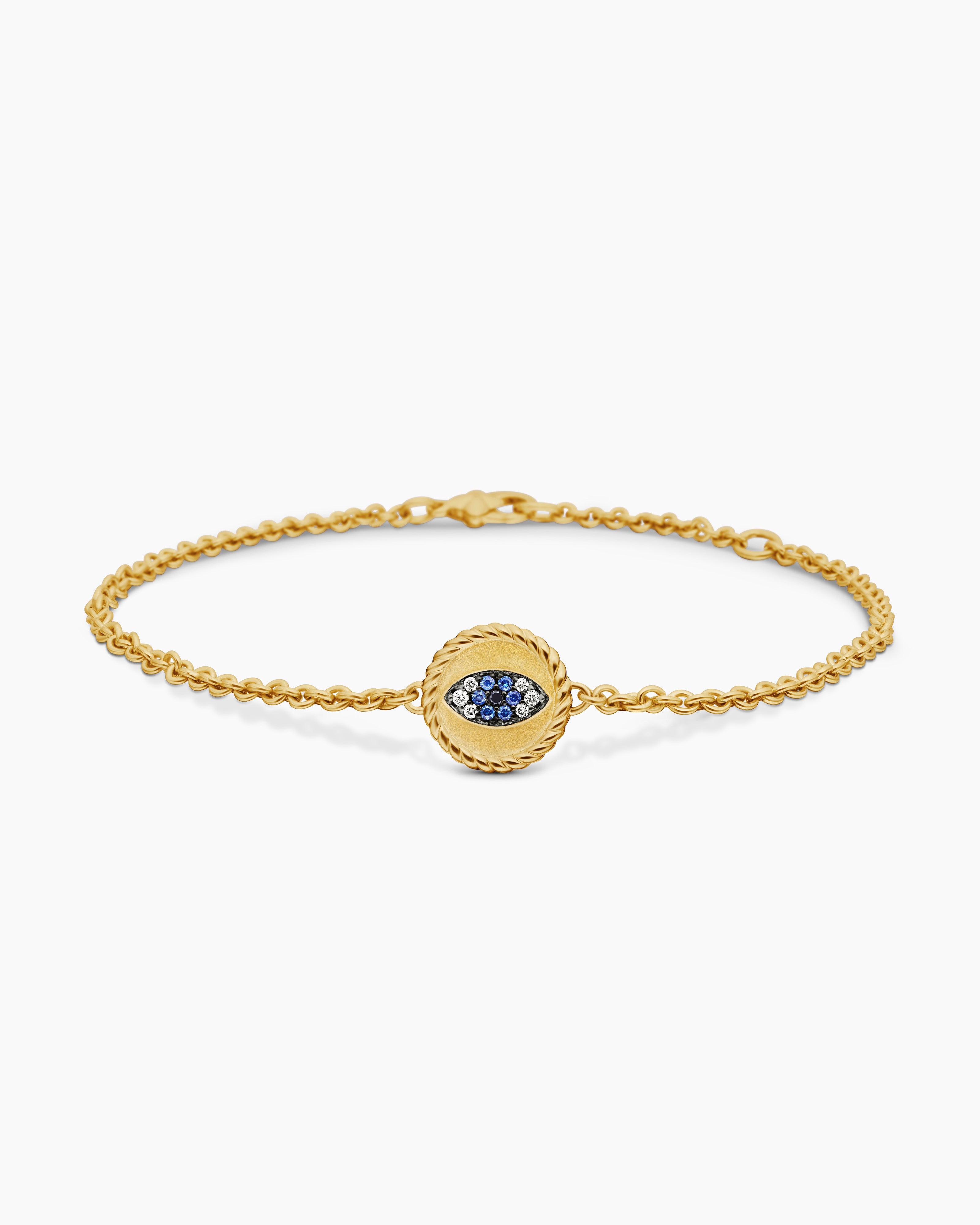 Cable Collectibles® Evil Eye Bracelet in 18K Yellow Gold with Pavé  Sapphires and Diamonds, 2mm