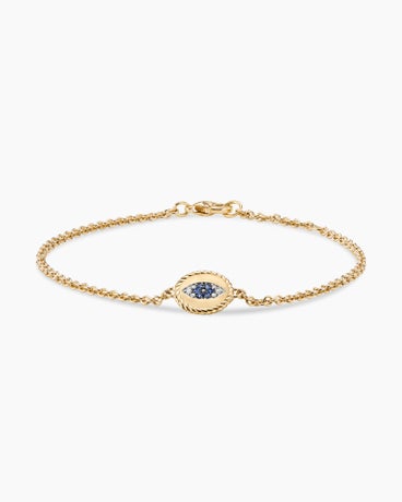 Cable Collectables® Evil Eye Bracelet in 18K Yellow Gold with Pavé Sapphires and Diamonds, 2mm