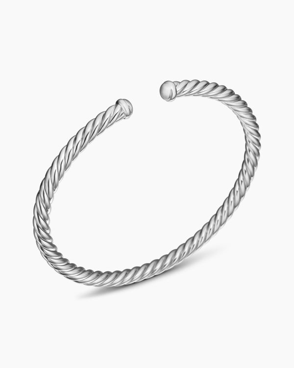 Cable Flex Bracelet in 18K White Gold, 4mm