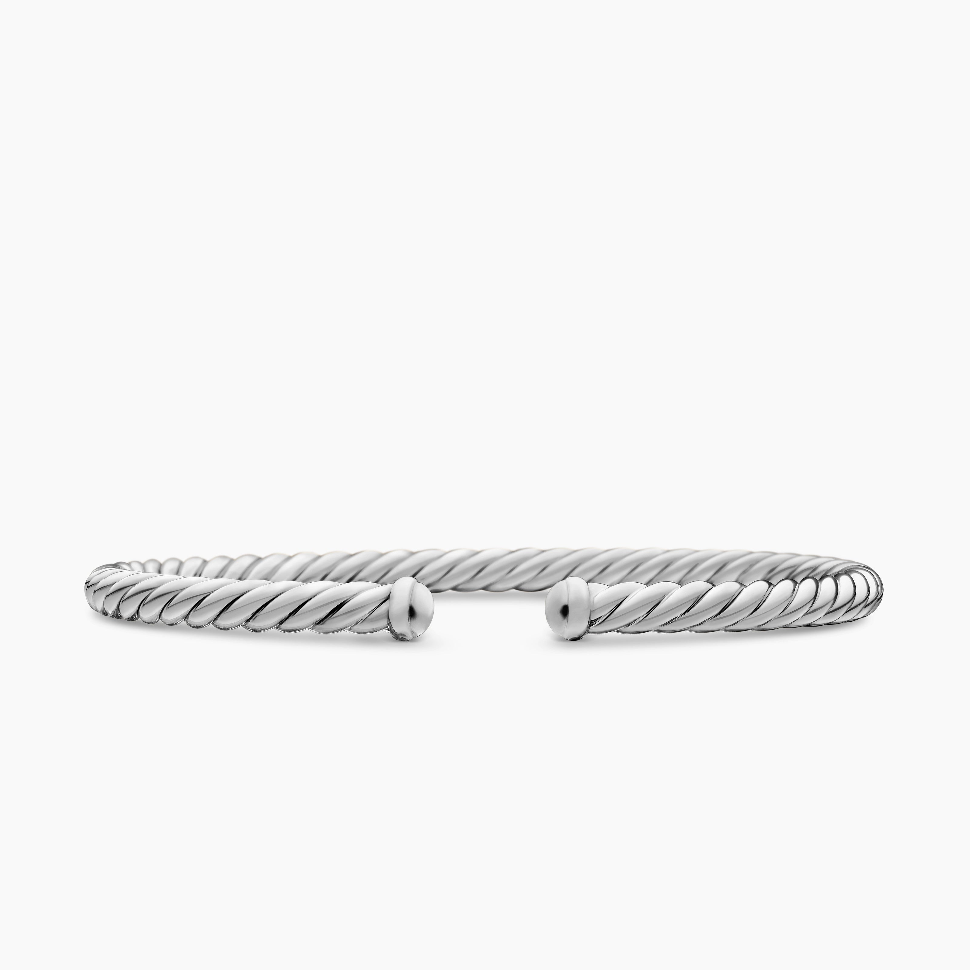 Womens Cable Flex Bracelet in 18K White Gold, 4mm