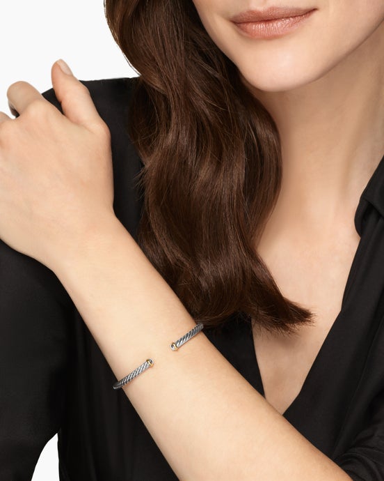 Cable Flex® Bracelet in Sterling Silver with 14K Yellow Gold, 4mm