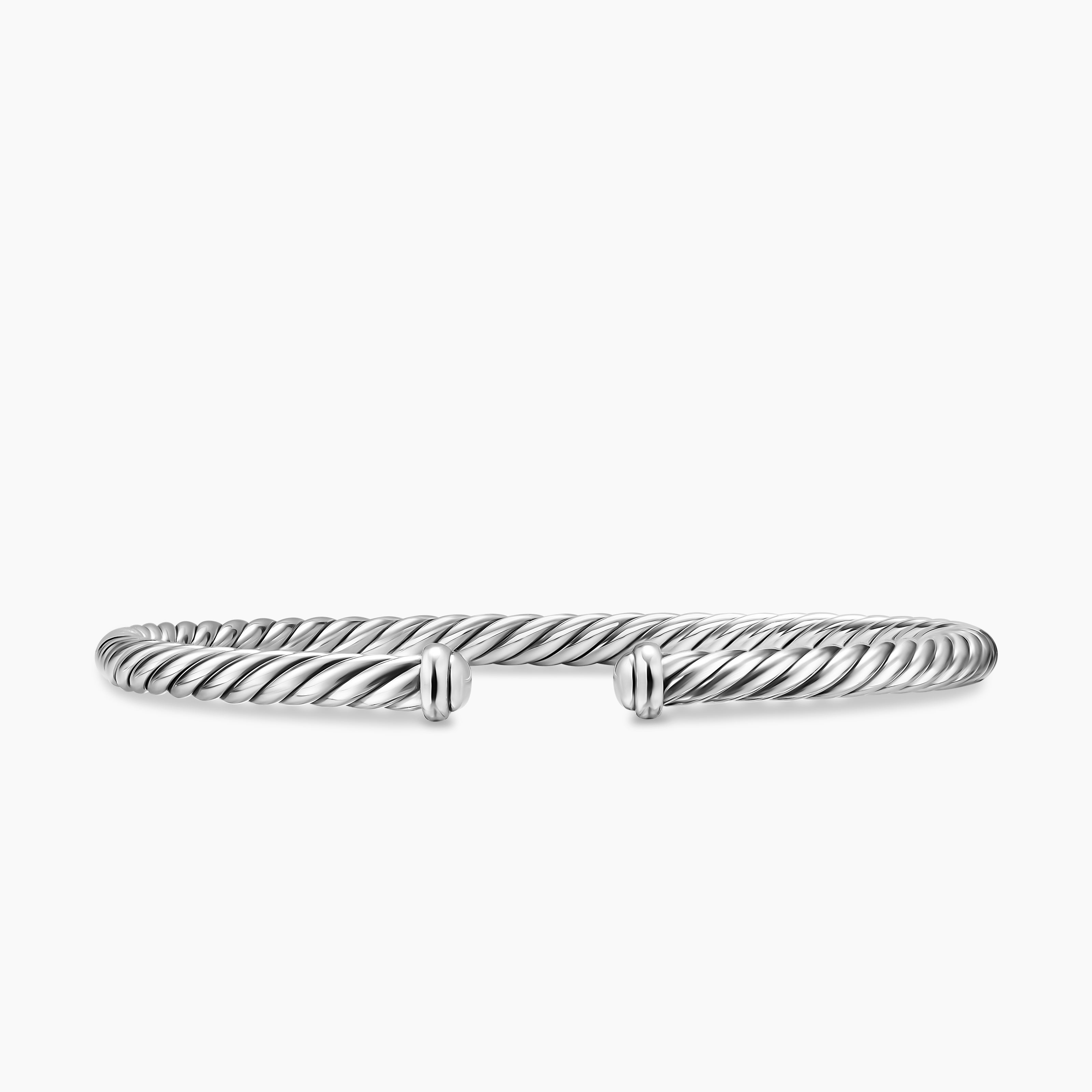 Womens Cable Flex Bracelet in Sterling Silver, 4mm