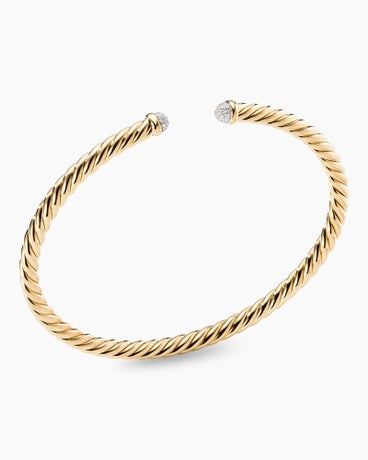 Modern Cablespira® Bracelet in 18K Yellow Gold with Diamonds, 4mm