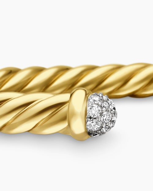 Womens Cablespira Flex Bracelet in 18K Yellow Gold with Diamonds, 4mm