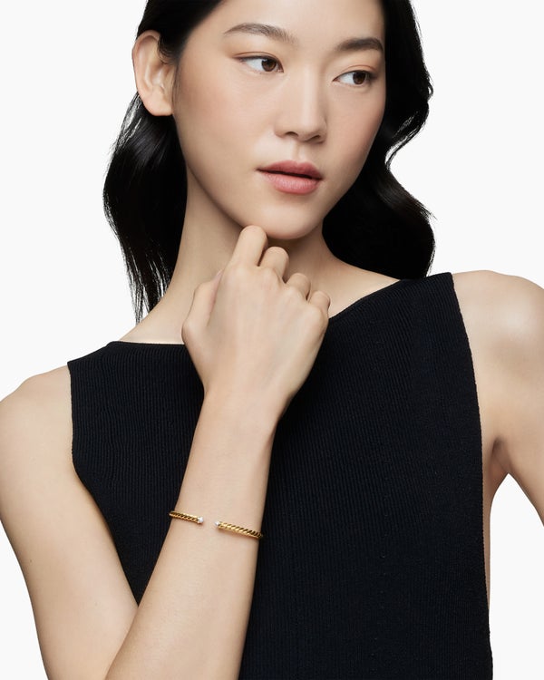 Cable Flex Bracelet in 18K Yellow Gold with Diamonds, 4mm