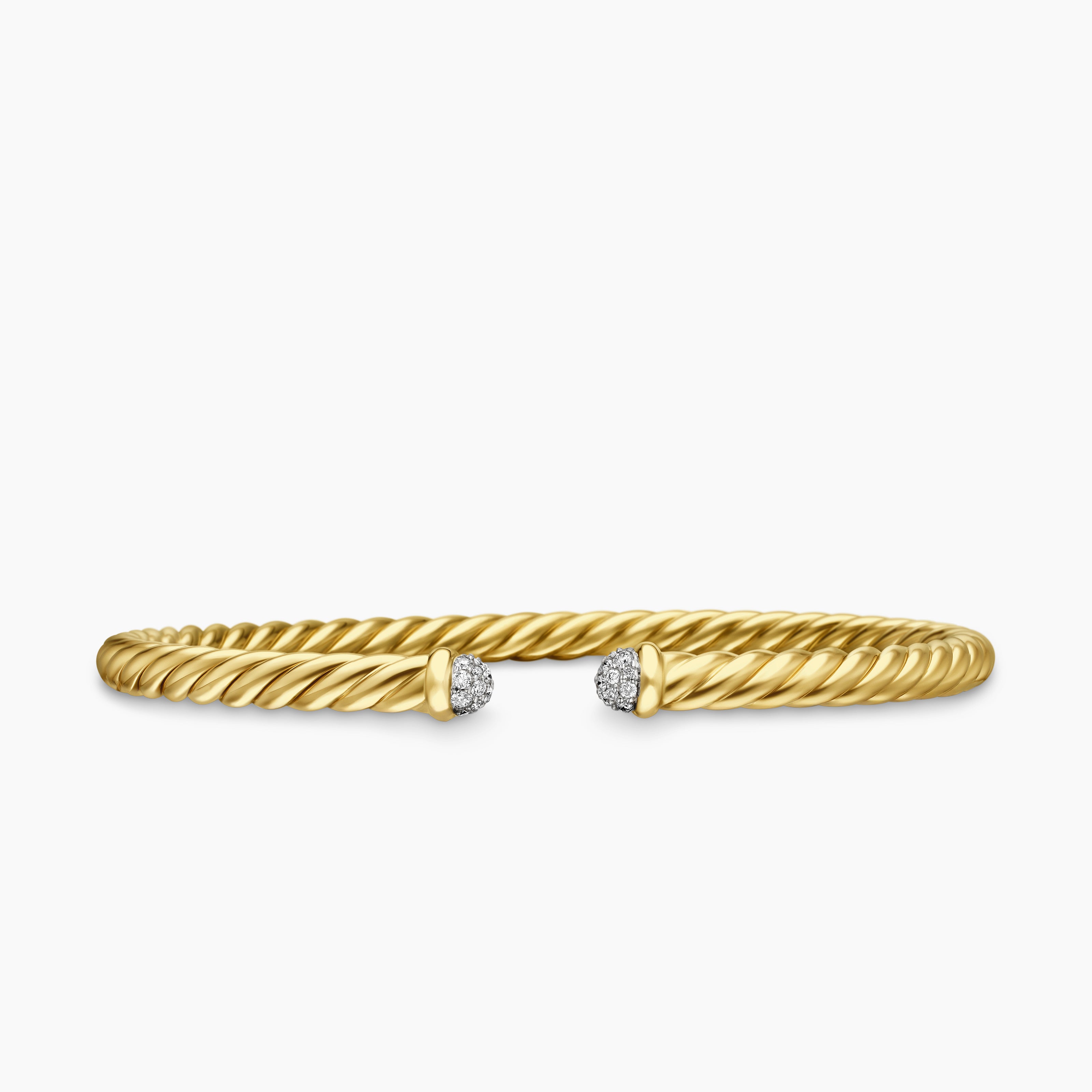 Womens Cablespira Flex Bracelet in 18K Yellow Gold with Diamonds, 4mm