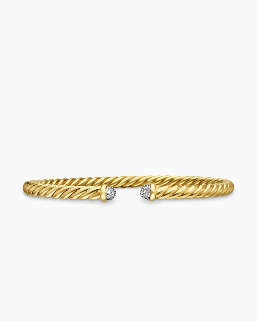 Womens Cablespira Flex Bracelet in 18K Yellow Gold with Diamonds, 4mm