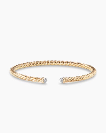 Modern Cablespira® Bracelet in 18K Yellow Gold with Diamonds, 4mm