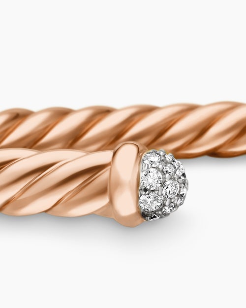 Womens Cablespira Flex Bracelet in 18K Rose Gold with Diamonds, 4mm