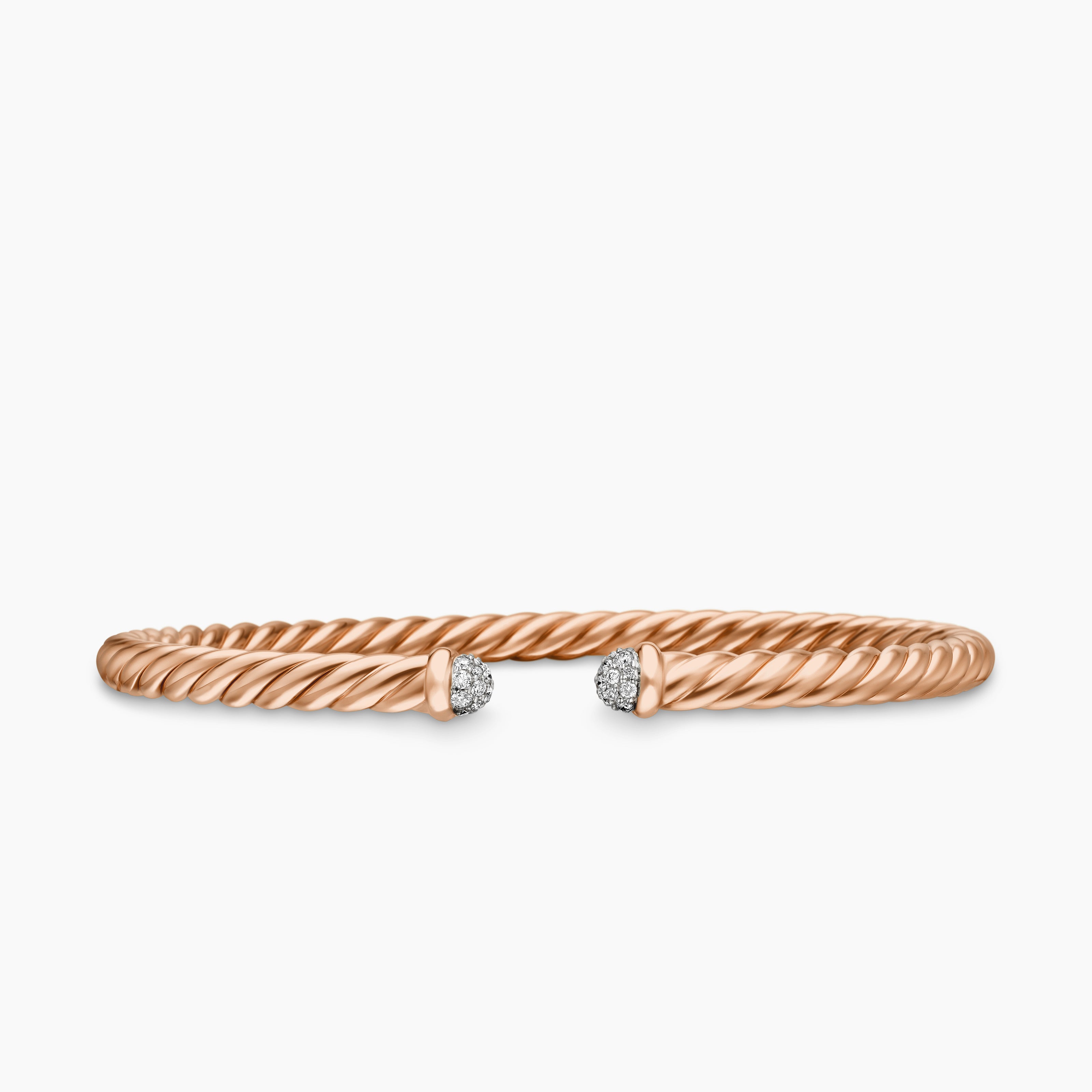 Womens Cablespira Flex Bracelet in 18K Rose Gold with Diamonds, 4mm