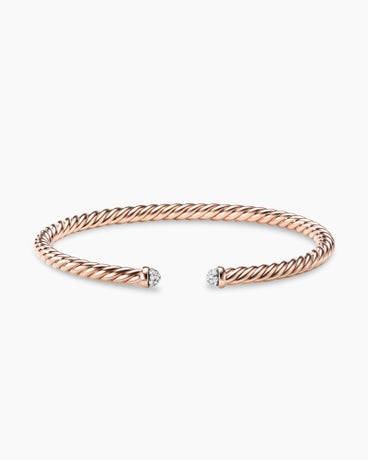Modern Cablespira® Bracelet in 18K Rose Gold with Diamonds, 4mm