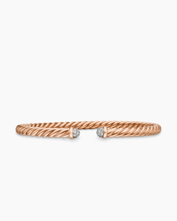 Cable Flex Bracelet in 18K Rose Gold with Diamonds, 4mm