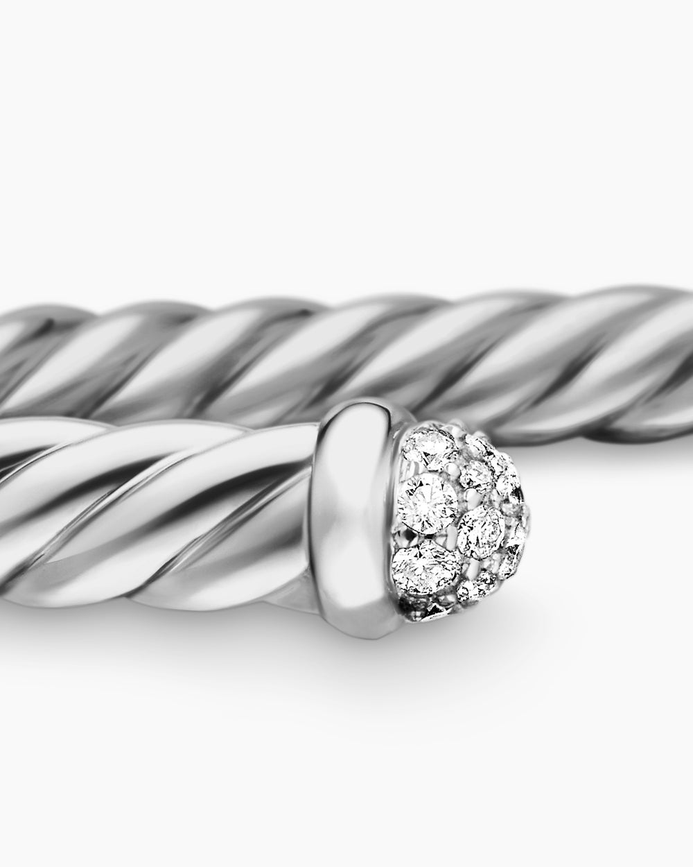 Womens Cablespira Flex Bracelet in 18K White Gold with Diamonds, 4mm
