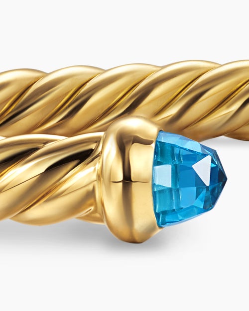 Womens Cablespira® Flex Bracelet in 18K Yellow Gold with Blue Topaz, 4mm