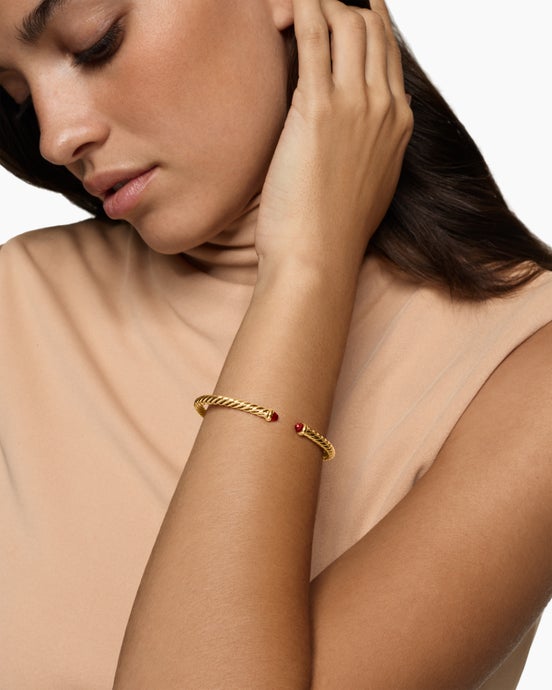 Cablespira® Flex Bracelet in 18K Yellow Gold with Rhodolite Garnet, 4mm