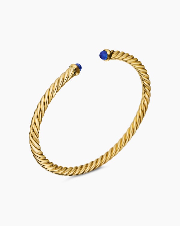 Cablespira® Flex Bracelet in 18K Yellow Gold with Blue Sapphires, 4mm
