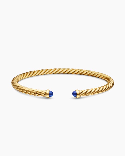 Womens Cablespira Flex Bracelet in 18K Yellow Gold, 4mm