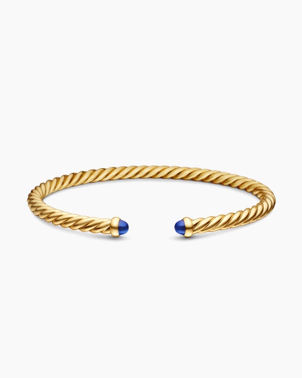 Cablespira® Flex Bracelet in 18K Yellow Gold with Blue Sapphires, 4mm