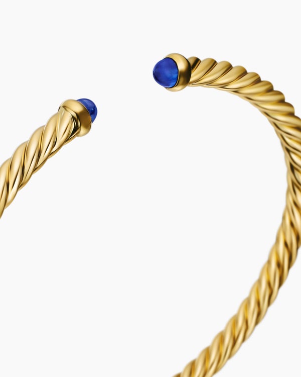 Cablespira® Flex Bracelet in 18K Yellow Gold with Blue Sapphires, 4mm