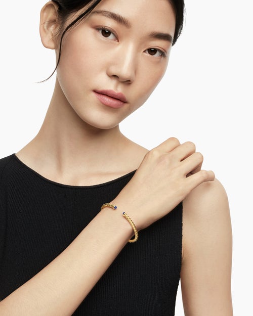 Womens Cablespira Flex Bracelet in 18K Yellow Gold, 4mm