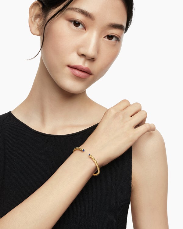 Cablespira® Flex Bracelet in 18K Yellow Gold with Blue Sapphires, 4mm