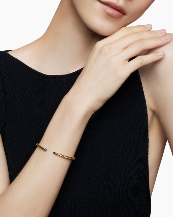 Cablespira® Flex Bracelet in 18K Yellow Gold with Blue Sapphires, 4mm