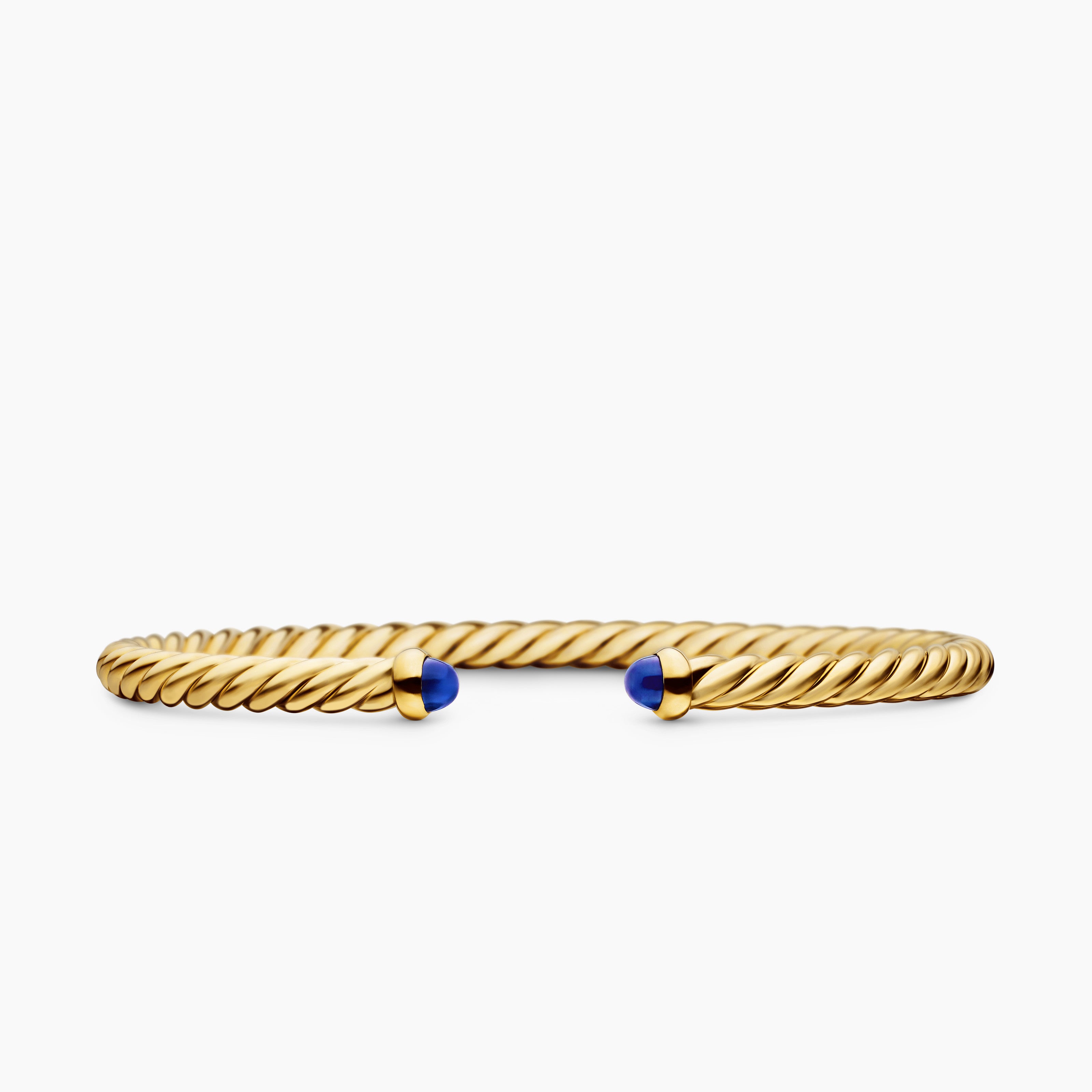 Womens Cablespira Flex Bracelet in 18K Yellow Gold, 4mm