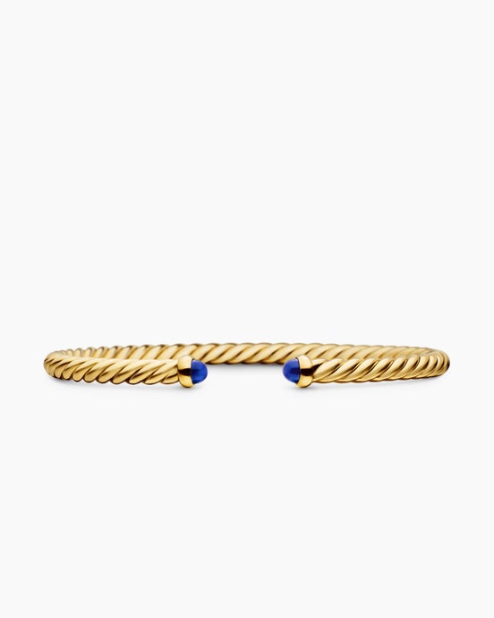 Cablespira® Flex Bracelet in 18K Yellow Gold with Blue Sapphires, 4mm