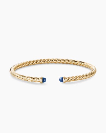 Modern Cablespira® Bracelet in 18K Yellow Gold with Blue Sapphires, 4mm