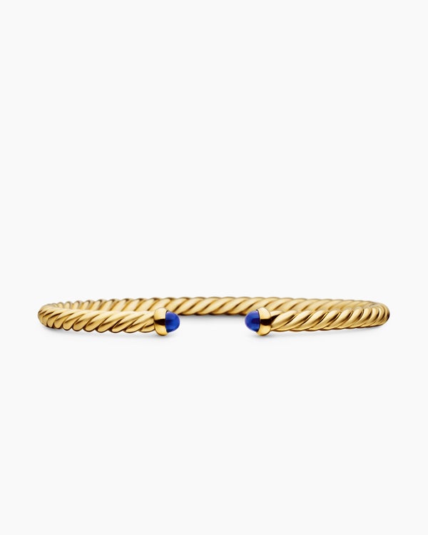Cablespira® Flex Bracelet in 18K Yellow Gold with Blue Sapphires, 4mm