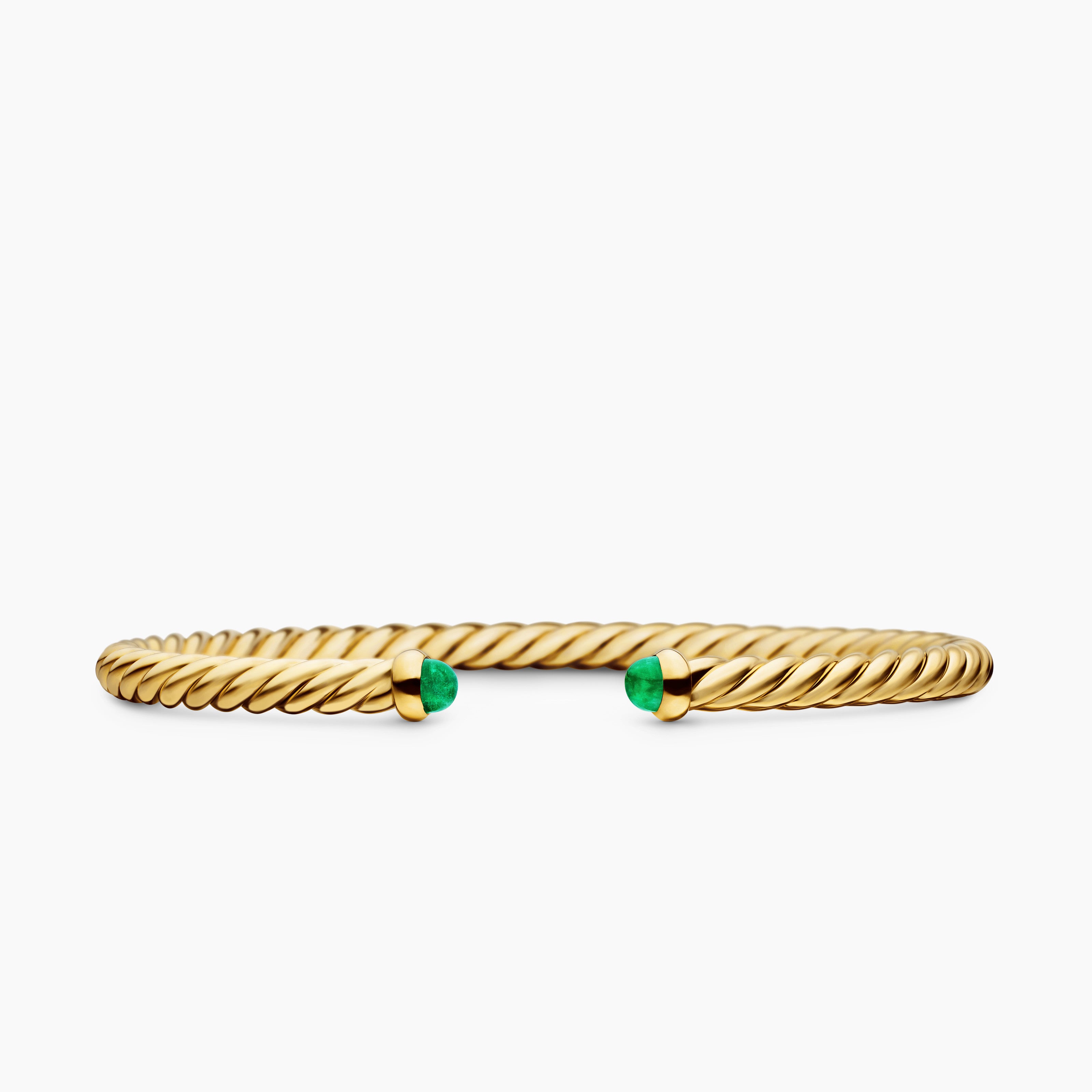 Womens Cablespira Flex Bracelet in 18K Yellow Gold, 4mm
