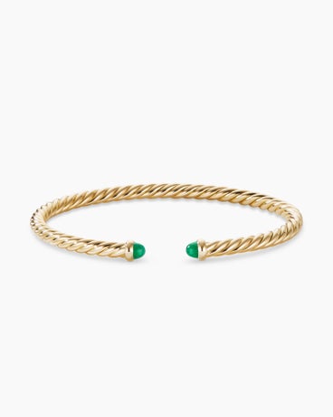 Modern Cablespira® Bracelet in 18K Yellow Gold with Emeralds, 4mm
