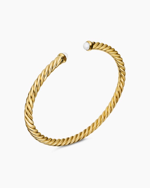 Womens Cablespira Flex Bracelet in 18K Yellow Gold, 4mm
