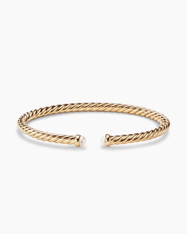 Modern Cablespira® Bracelet in 18K Yellow Gold with Pearls, 4mm