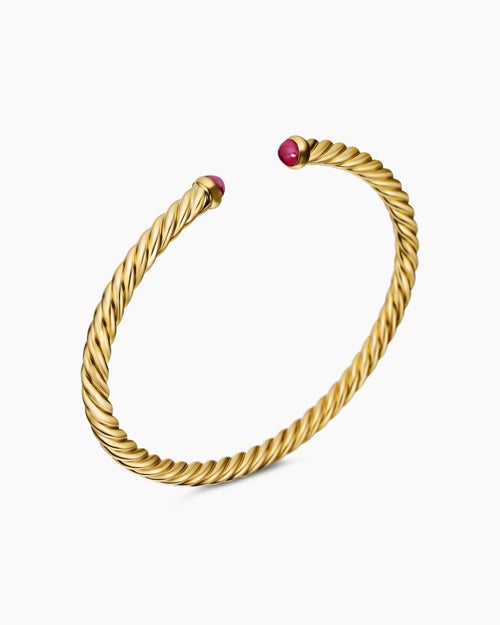 Womens Cablespira Flex Bracelet in 18K Yellow Gold, 4mm