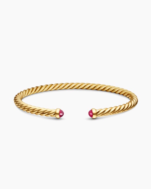 Womens Cablespira Flex Bracelet in 18K Yellow Gold, 4mm