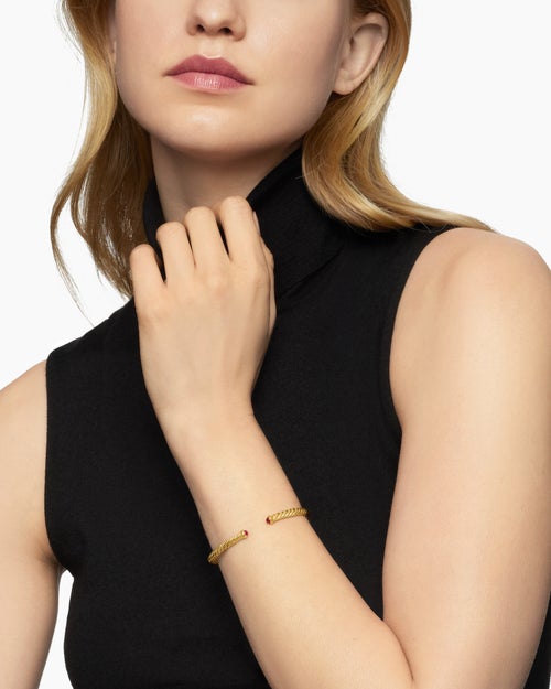 Womens Cablespira Flex Bracelet in 18K Yellow Gold, 4mm