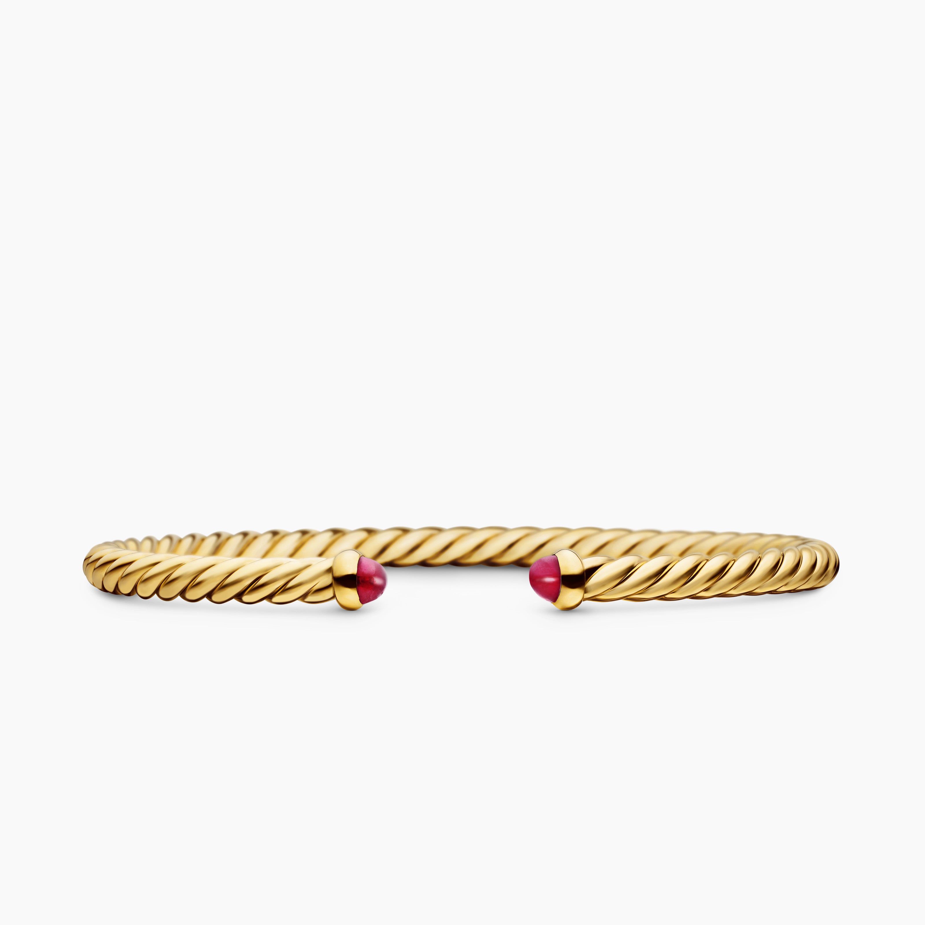 Womens Cablespira Flex Bracelet in 18K Yellow Gold, 4mm