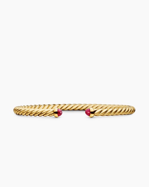 Womens Cablespira Flex Bracelet in 18K Yellow Gold, 4mm