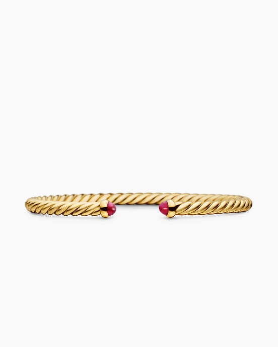 Cablespira® Flex Bracelet in 18K Yellow Gold with Rubies, 4mm