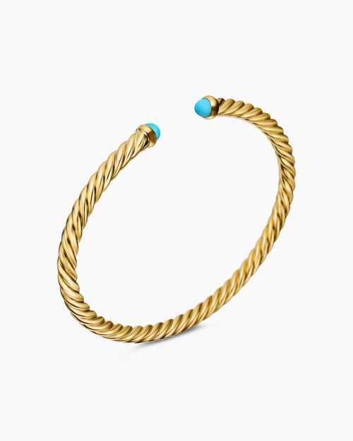 Womens Cablespira Flex Bracelet in 18K Yellow Gold, 4mm