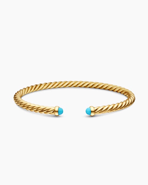 Womens Cablespira Flex Bracelet in 18K Yellow Gold, 4mm