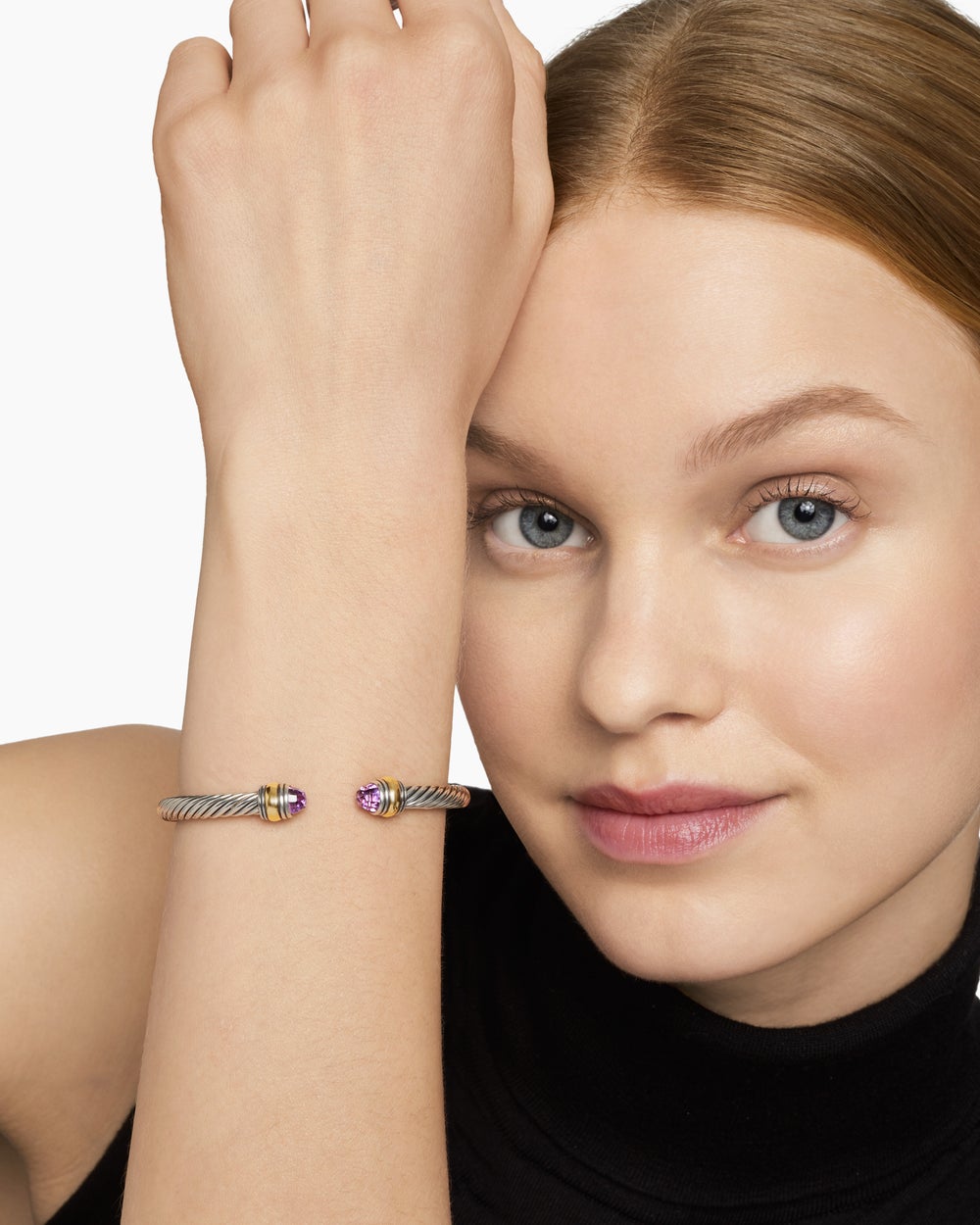 Bracelet Classic Cable en argent massif avec or jaune 14 carats, 5 mm femme
