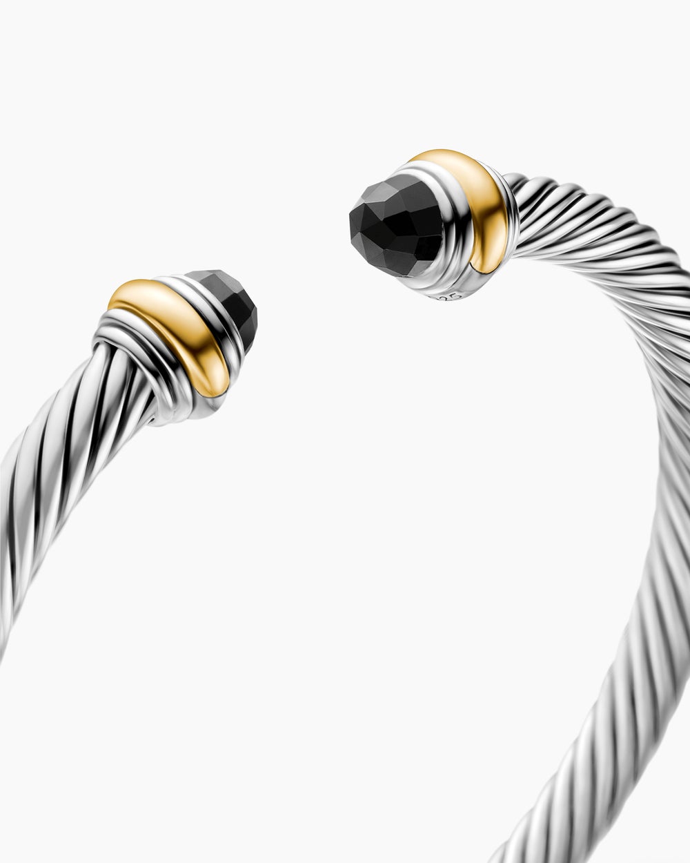 Womens Classic Cable Bracelet in Sterling Silver with 14K Yellow Gold, 5mm