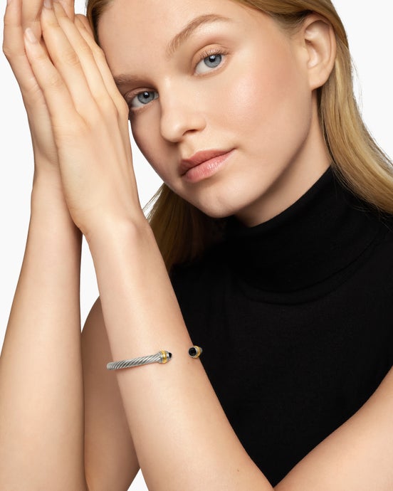 Classic Cable Bracelet in Sterling Silver with 14K Yellow Gold, 5mm