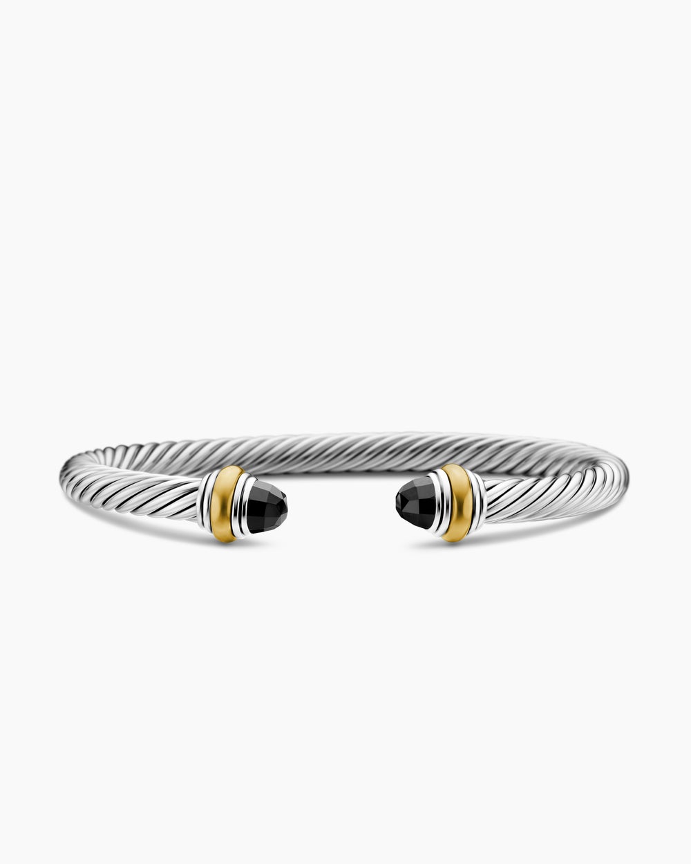 Womens Classic Cable Bracelet in Sterling Silver with 14K Yellow Gold, 5mm